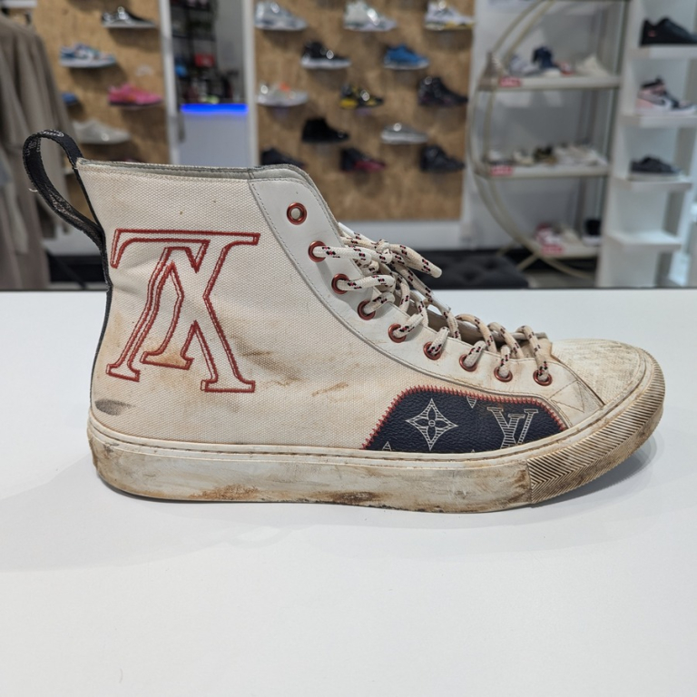 Louis Vuitton trainer before cleaning